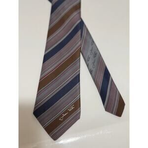 Vintage Jean Patou 90's Men's Silk Necktie - Tie - Blue and Gray Stripe